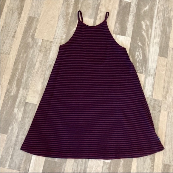 RVCA Stripe Scoop Back Day Dress Red and Black - Picture 3 of 11